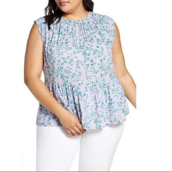 New Caslon Flutter Hem Woven Tank - Picture 1 of 8